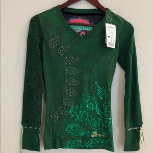 Desigual Emerald Green Patterned Blouse